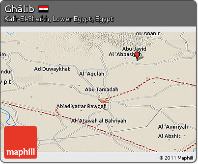 Shaded Relief Panoramic Map of Ghālib