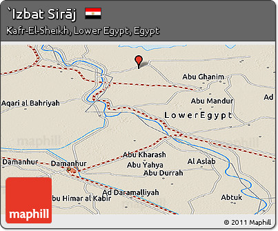 Shaded Relief Panoramic Map of `Izbat Sirāj