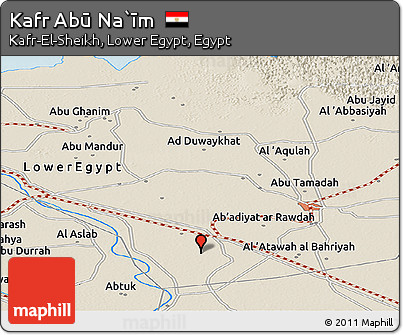 Shaded Relief Panoramic Map of Kafr Abū Na`īm