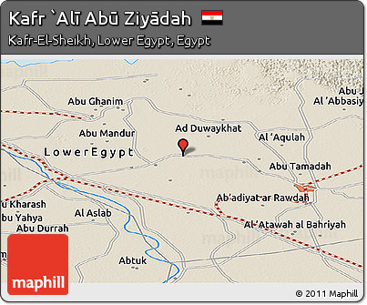Shaded Relief Panoramic Map of Kafr `Alī Abū Ziyādah
