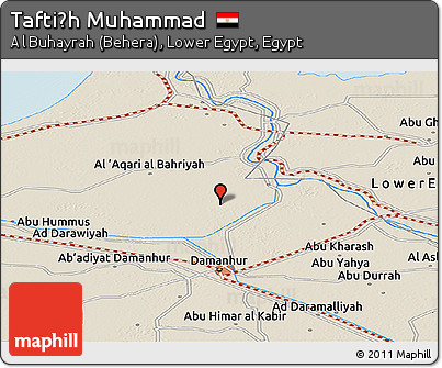 Shaded Relief Panoramic Map of Taftiṣh Muhammad