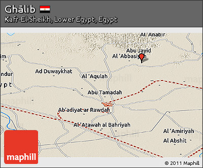 Shaded Relief Panoramic Map of Ghālib