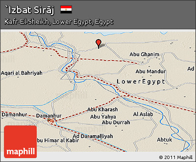 Shaded Relief Panoramic Map of `Izbat Sirāj