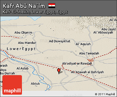 Shaded Relief Panoramic Map of Kafr Abū Na`īm