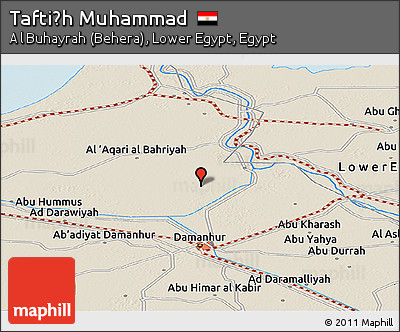 Shaded Relief Panoramic Map of Taftiṣh Muhammad