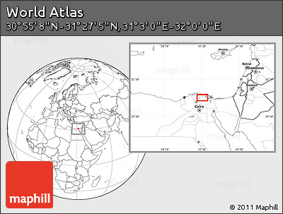 Blank Location Map of the Area around 31° 11' 6" N, 31° 31' 29" E