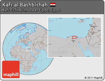 Gray Location Map of Kafr Al Bashbīshah