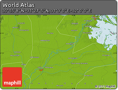 Physical Map of the Area around 31° 11' 6" N, 31° 31' 29" E