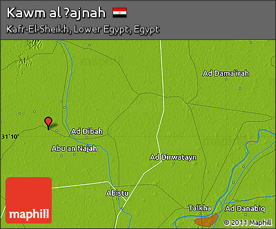 Physical Map of Kawm Al Ḩajnah