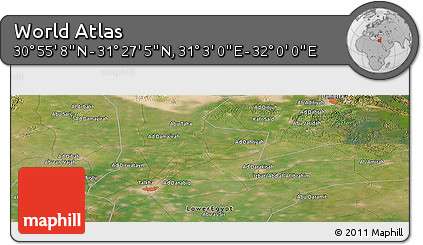 Satellite Panoramic Map of the Area around 31° 11' 6" N, 31° 31' 29" E