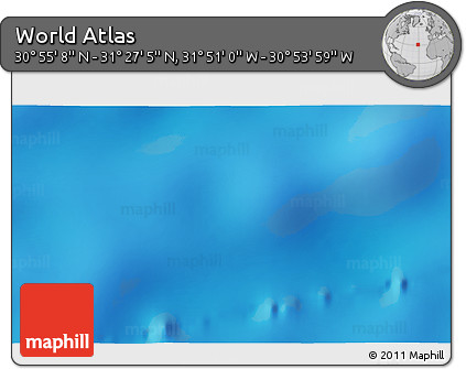 Physical 3D Map of the Area around 31° 11' 6" N, 31° 22' 30" W