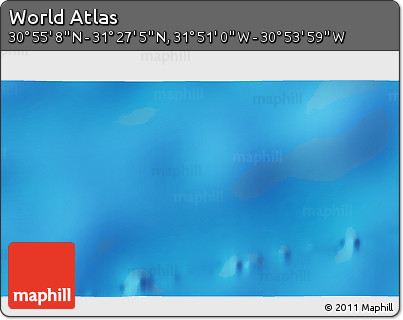 Physical 3D Map of the Area around 31° 11' 6" N, 31° 22' 30" W