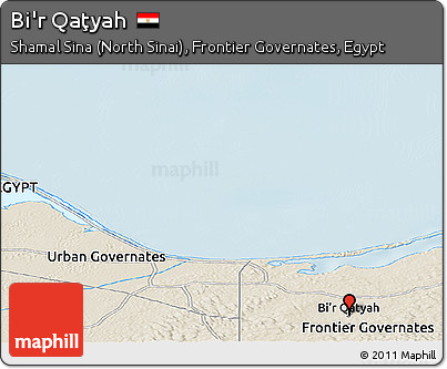 Shaded Relief Panoramic Map of Bi'r Qaţyah