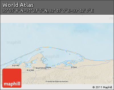 Shaded Relief 3D Map of the Area around 31° 11' 6" N, 33° 13' 30" E