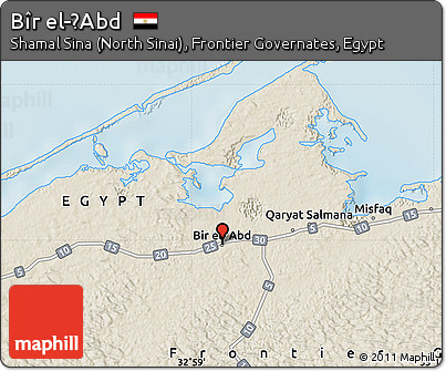 Shaded Relief Map of Bîr El-‛Abd