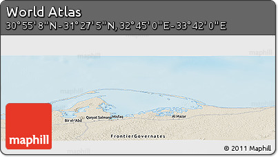 Shaded Relief Panoramic Map of the Area around 31° 11' 6" N, 33° 13' 30" E