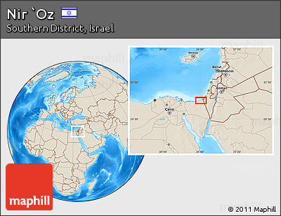 Shaded Relief Location Map of Nir `Oz