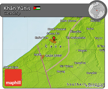 Physical Map of Khān Yūnis