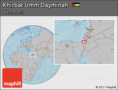 Gray Location Map of Khirbat Umm Dayminah, hill shading