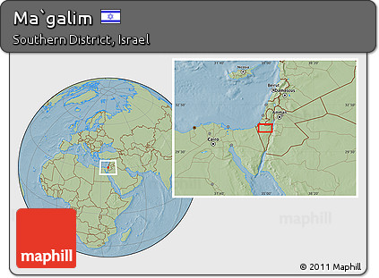 Savanna Style Location Map of Ma`galim, hill shading
