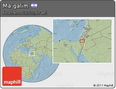 Savanna Style Location Map of Ma`galim, hill shading