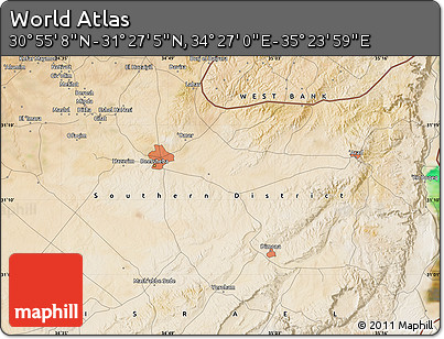 Satellite Map of the Area around 31° 11' 6" N, 34° 55' 29" E