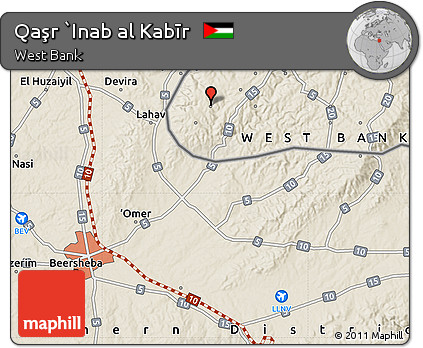 Shaded Relief Map of Qaşr `Inab Al Kabīr