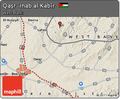 Shaded Relief Map of Qaşr `Inab Al Kabīr