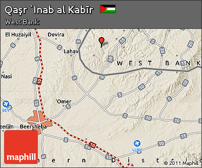 Shaded Relief Map of Qaşr `Inab Al Kabīr