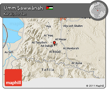 Shaded Relief 3D Map of Umm Şawwānah