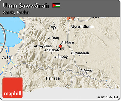 Shaded Relief 3D Map of Umm Şawwānah