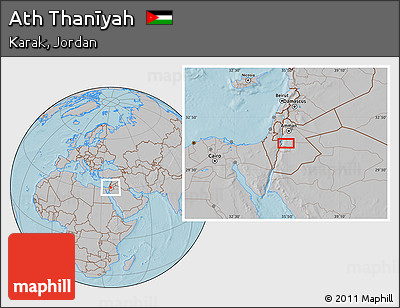 Gray Location Map of Ath Thanīyah, hill shading