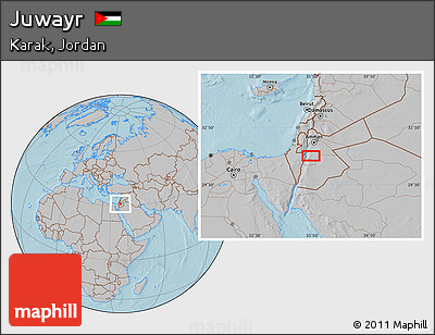 Gray Location Map of Juwayr, hill shading