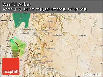 Satellite Map of the Area around 31° 11' 6" N, 35° 46' 29" E