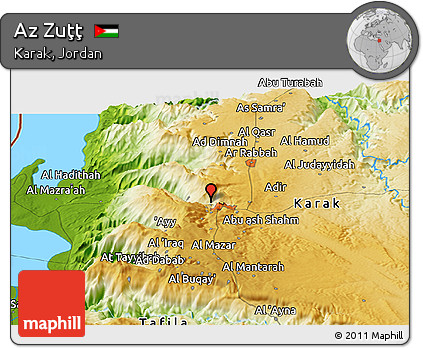 Physical Panoramic Map of Az Zuţţ