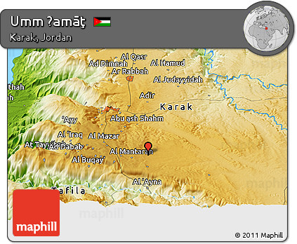 Physical Panoramic Map of Umm Ḩamāţ