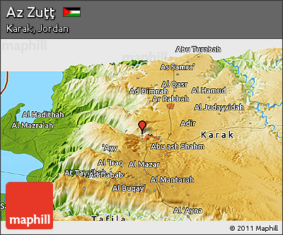 Physical Panoramic Map of Az Zuţţ