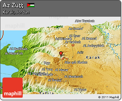 Physical Panoramic Map of Az Zuţţ