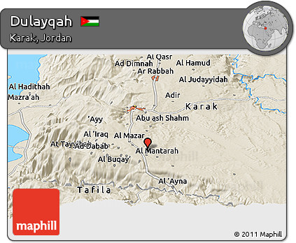 Shaded Relief Panoramic Map of Dulayqah