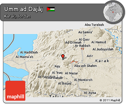 Shaded Relief Panoramic Map of Umm Ad Dajāj