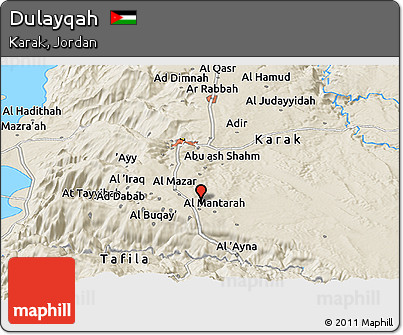 Shaded Relief Panoramic Map of Dulayqah