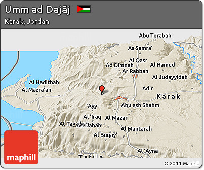 Shaded Relief Panoramic Map of Umm Ad Dajāj