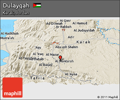 Shaded Relief Panoramic Map of Dulayqah