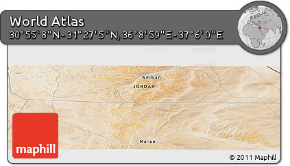 Satellite Panoramic Map of the Area around 31° 11' 6" N, 36° 37' 30" E