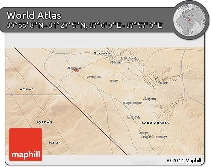 Satellite 3D Map of the Area around 31° 11' 6" N, 37° 28' 30" E