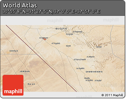Satellite 3D Map of the Area around 31° 11' 6" N, 37° 28' 30" E