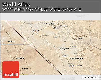 Satellite 3D Map of the Area around 31° 11' 6" N, 37° 28' 30" E