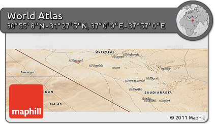 Satellite Panoramic Map of the Area around 31° 11' 6" N, 37° 28' 30" E