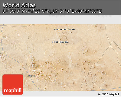 Satellite 3D Map of the Area around 31° 11' 6" N, 38° 19' 30" E
