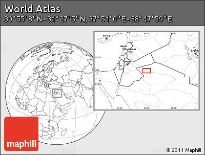 Blank Location Map of the Area around 31° 11' 6" N, 38° 19' 30" E